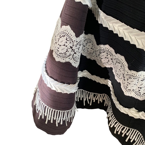 Vintage 80s Strapless Victor Costa Saks Fifth Ave Cocktai Dress Ribbon Eyelet - Picture 6 of 17